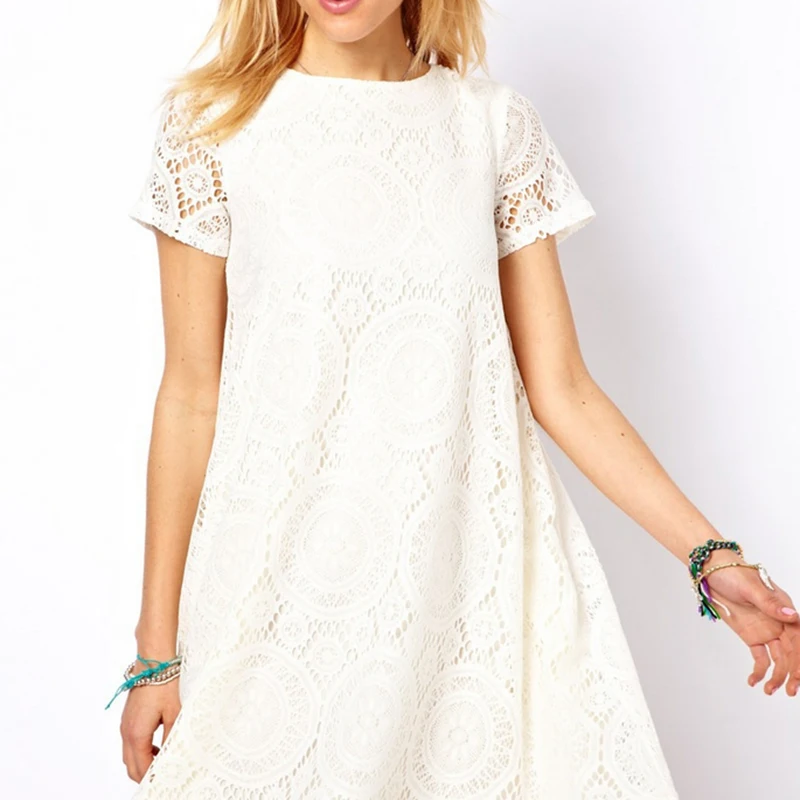 Модное женское летнее Мини Короткое платье в европейском стиле ТРАПЕЦИЕВИДНОЕ с