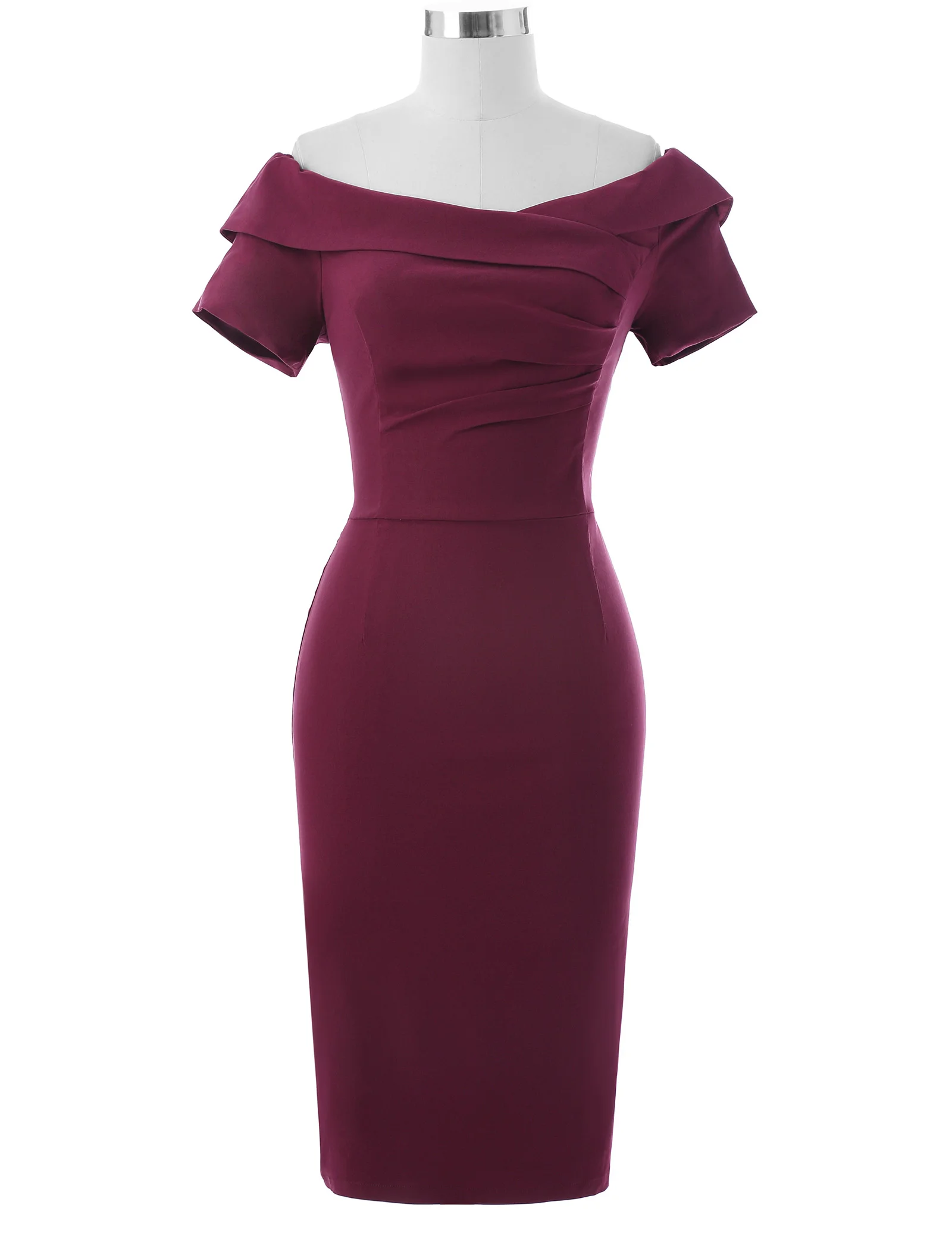 2018 Women Retro Vintage Short Sleeve Off Shoulder Hips-Wrapped Dress UK | Женская одежда