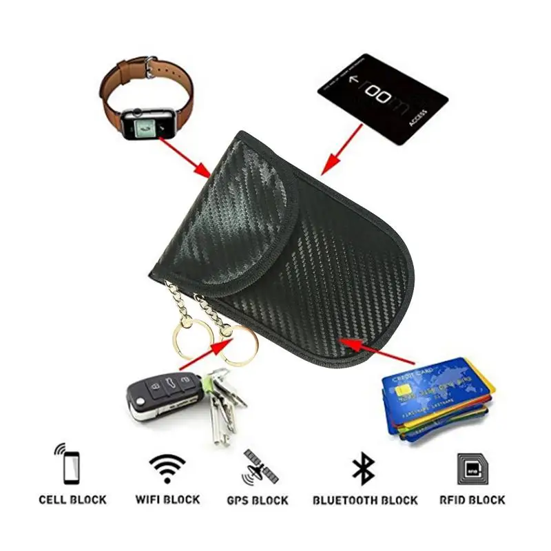Чехол для ключа автомобиля блокирующий сигнал RFID/WIFI/GSM/LTE/NFC защита без пульты