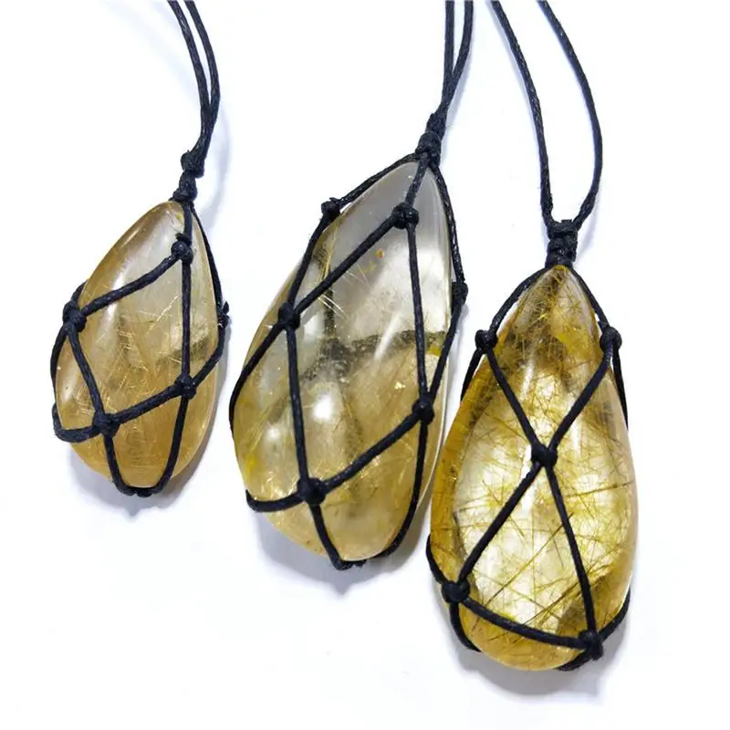 Ожерелье с натуральными камнями подвеска плетеная плетеные бусы Йога макраме