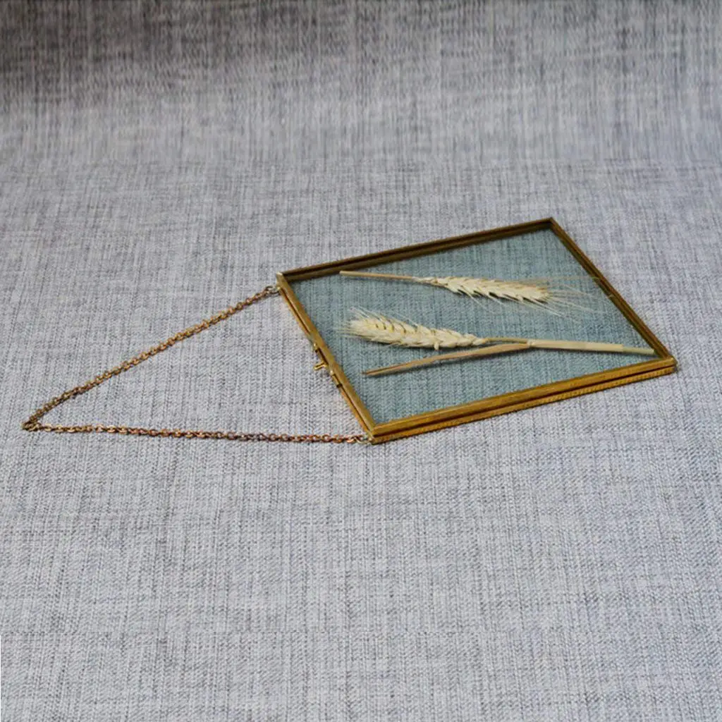 Винтажная подвесная металлическая фоторамка + стекло и 2 стекла боковая Золотая