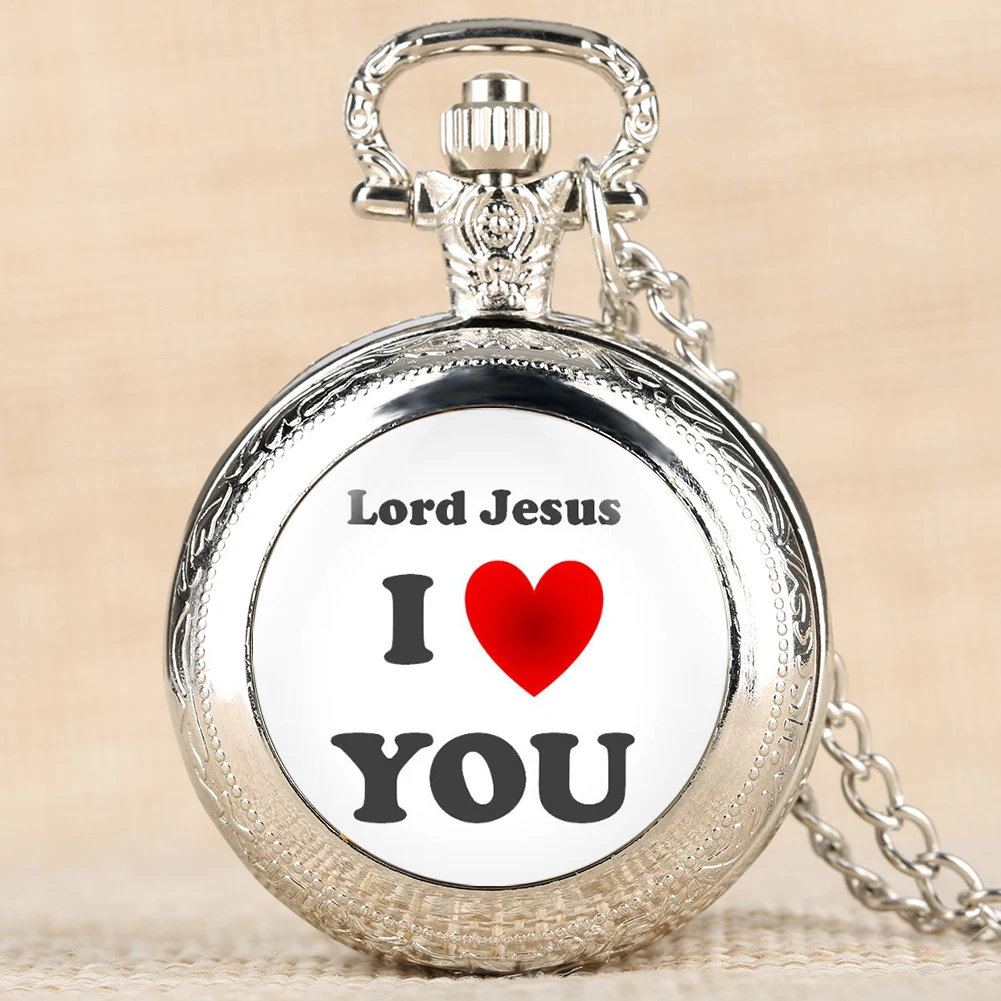 Винтажные карманные часы серии I Love You Jesus для мужчин и женщин кварцевые с