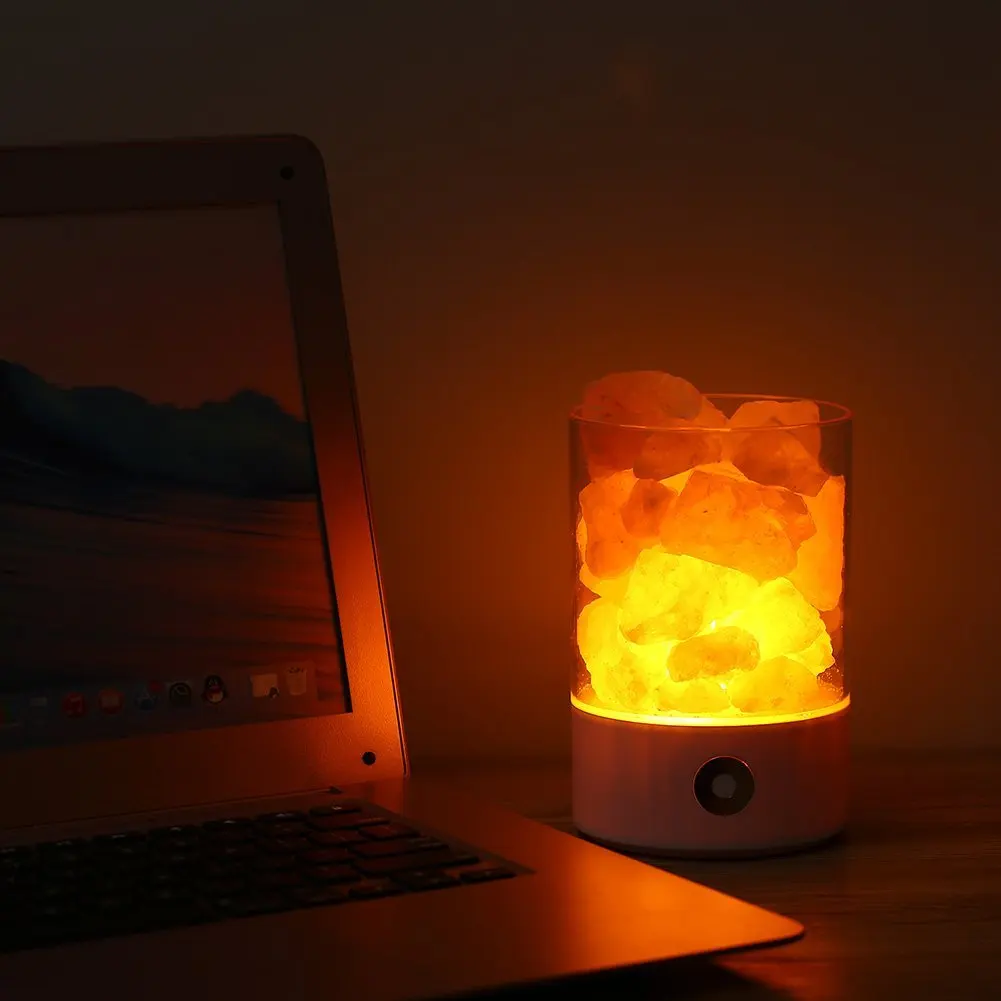 Real Himalayas Salt Crystal Rock USB Lamp Good for Health Small Mineral Negative Ionic Stone Lava Night Light Bedroom | Лампы и