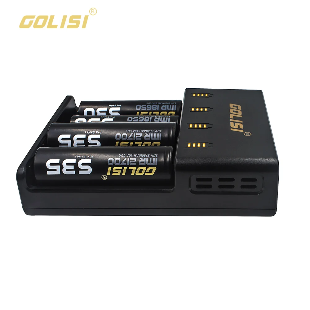 1 шт. GOLISI O4 2A Быстрая зарядка четыре слота AC 110 240V 50/60HZ DC 12V /1A Li Ion для 18650 21700 26650 / Ni mh cd