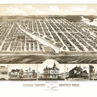 Античная Карта океана Гроув Нью Джерси 1881 Monmouth County плакат печать (36x54) | Дом и сад