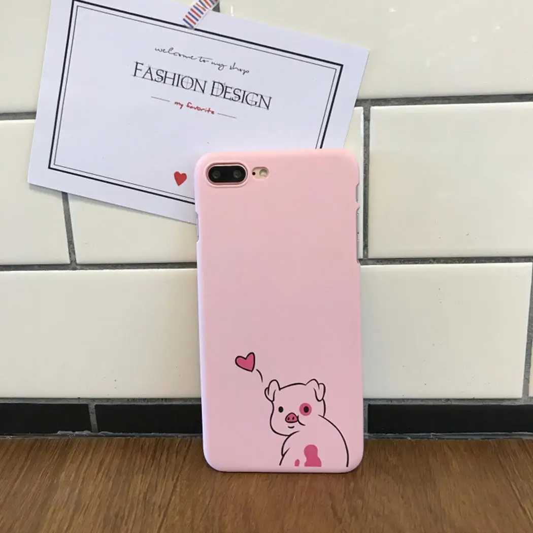 Lovely Animal Pig Phone Cases For iphone 6 6S Plus 7 case Love Heart Ultra Thin Hard PC Shell Cover 8Plus |