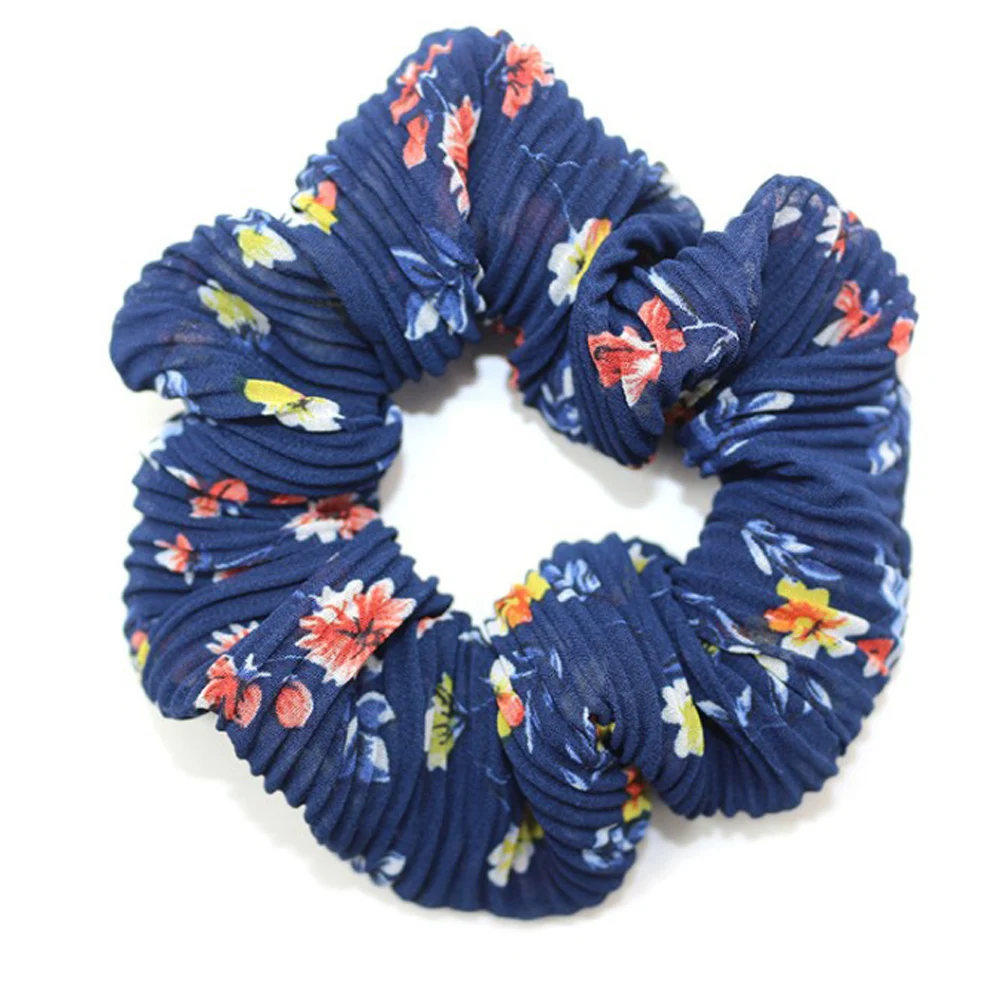 

2019 New Fashion Elastic Hair Bands Soft Pleated Floral Sweet Scrunchie Chiffon Elastic Ponytail Hair Accessories Wholesale