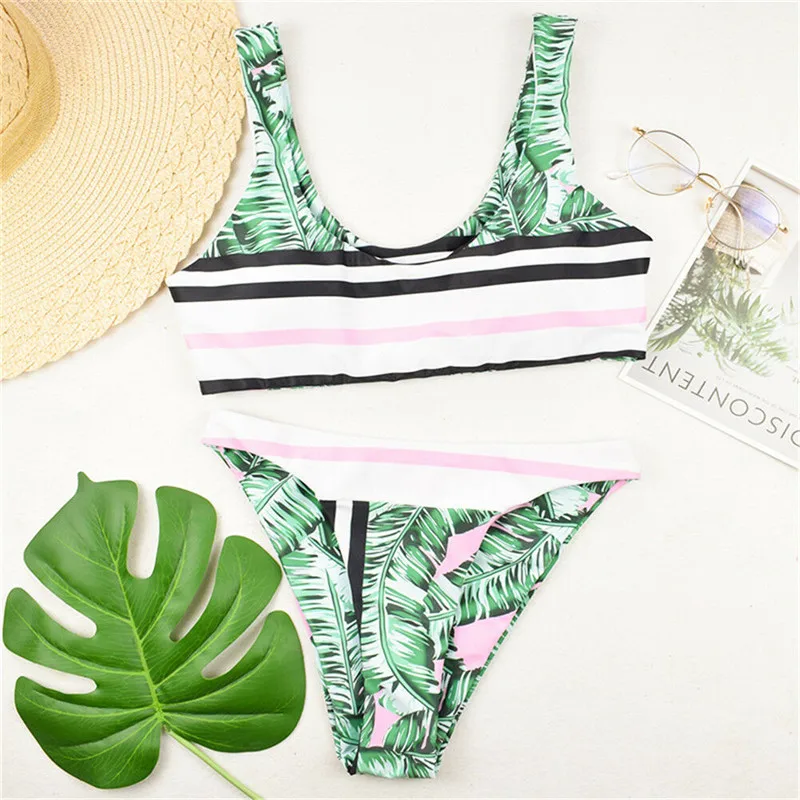 Женский винтажный бикини с цветочным принтом и пуш ап эффектом|Купальники| |