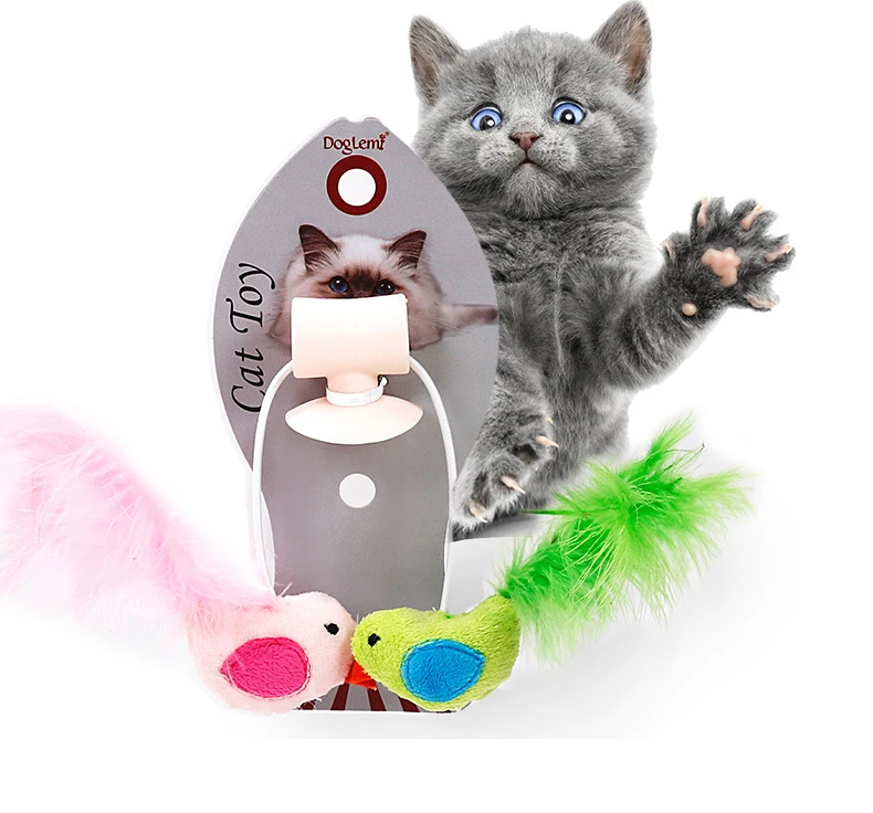New Toys for cat Bird Feather Catnip Bell Toy Creative Cat Glass Window Sill Sucker | Дом и сад