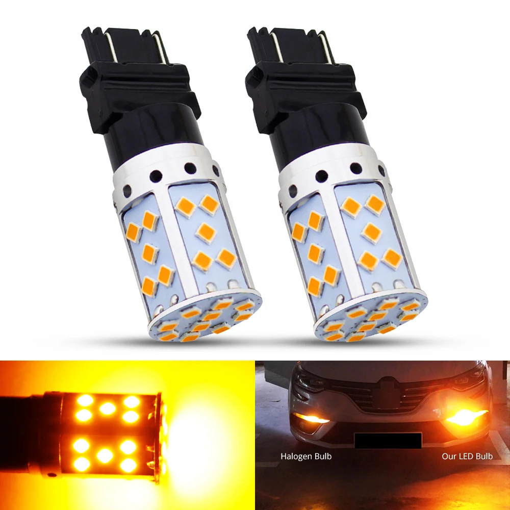 2шт T25 3157 светодиодный лампы 3030 35 SMD Желтый Янтарный светильник для авто