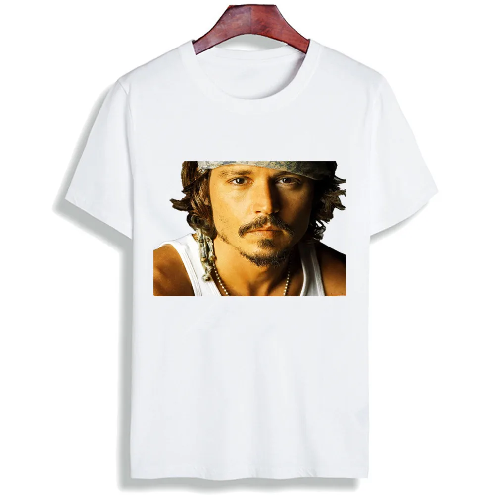 Футболка с короткими рукавами из 100% хлопка принтом в виде фильма Johnny Depp модная