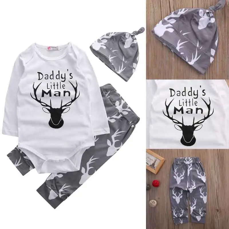 Pudcoco Boy Suits STOCK Newborn Baby Romper Jumpsuit Bodysuit Hat Pants Clothes Outfit Set |