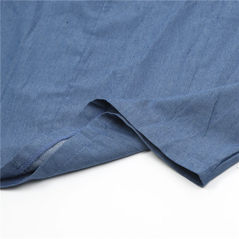 Женское длинное свободное джинсовое платье макси с V образным вырезом|Женские