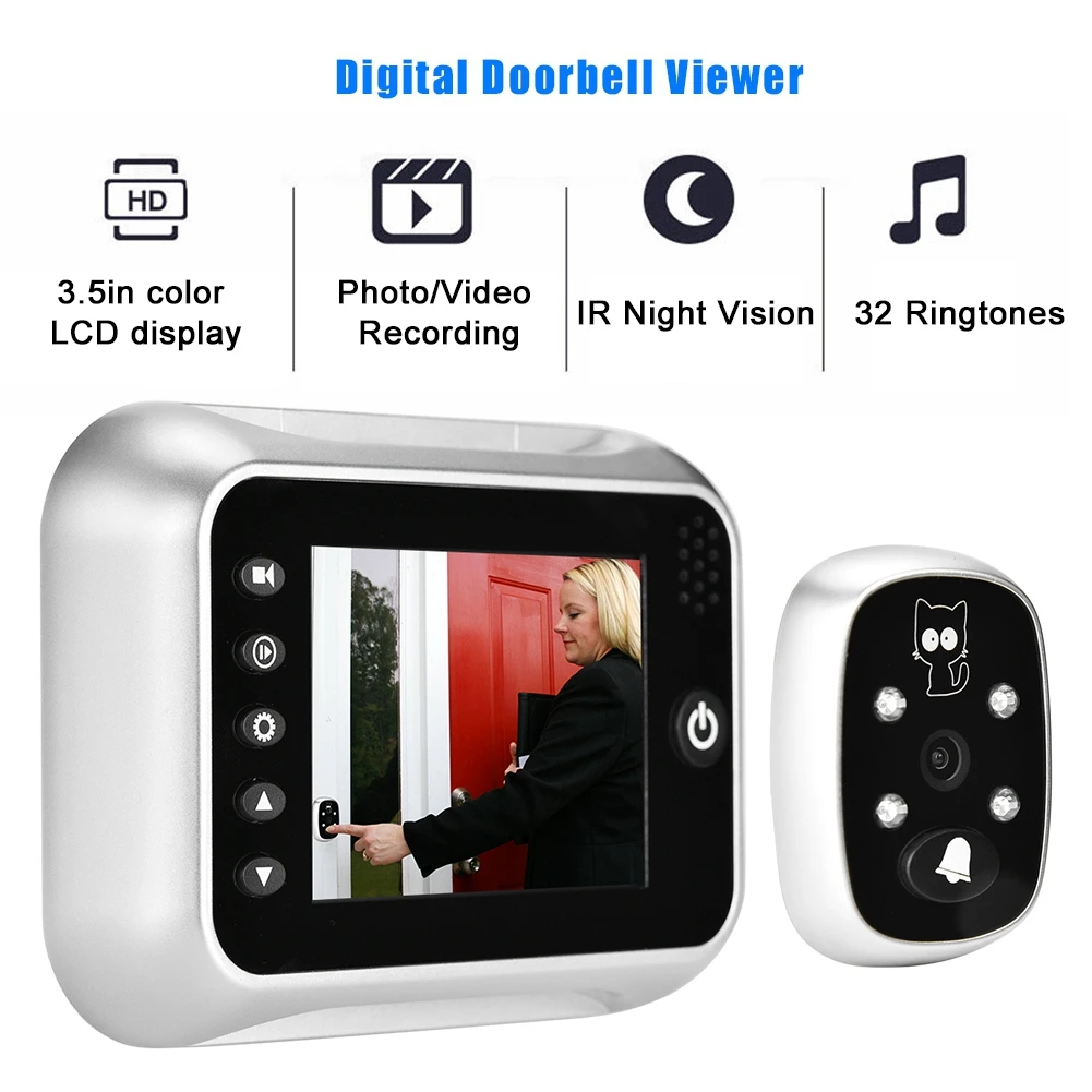 3.5in LCD цифровой дверной звонок зритель глазок камера ИК Ночное Видение Фото Видео