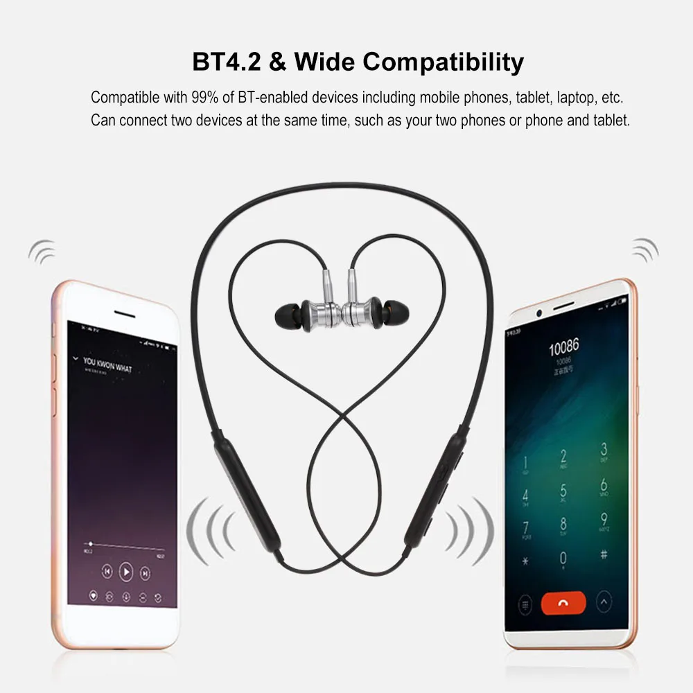 Беспроводные bluetooth наушники Crownsonic MF OK206B Спортивная гарнитура с шумоподавлением и