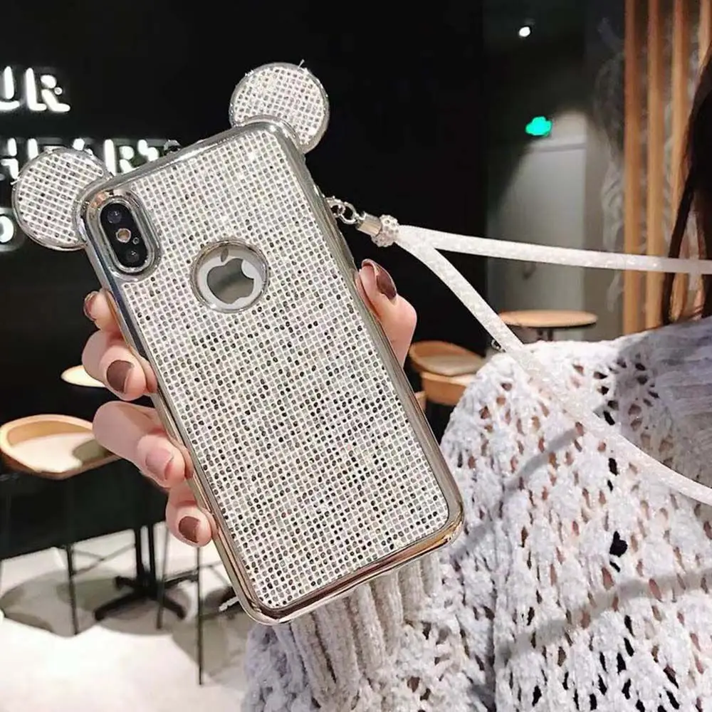 KISSCASE Микки силиконовый чехол для iPhone 7/7 Plus/8 Plus/6 6s Plus/X/XR Чехлы Bling Rabbit XS MAX 5 5S SE