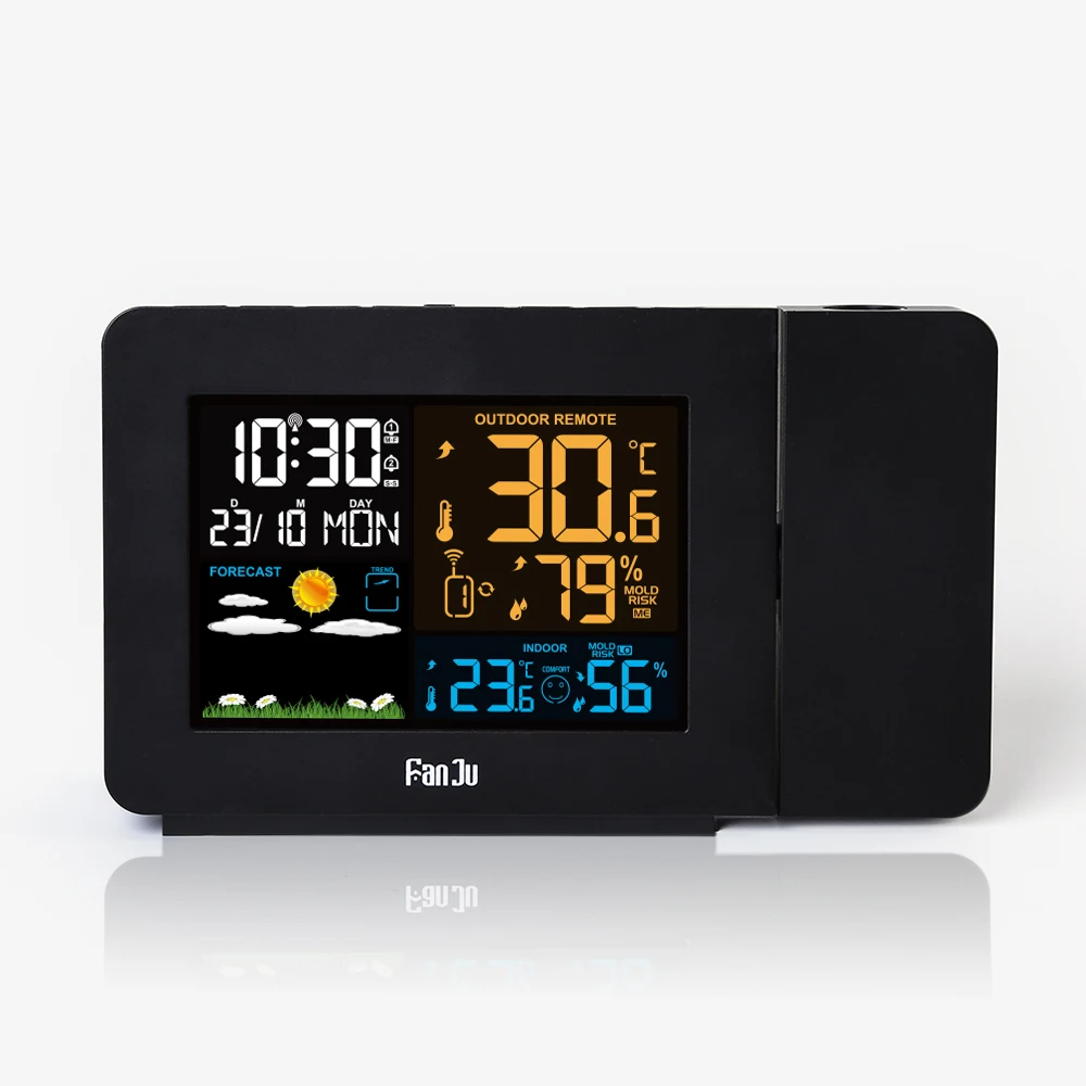FanJu FJ3391 проекции будильник часы метеорологическая станция с индикатор погоды