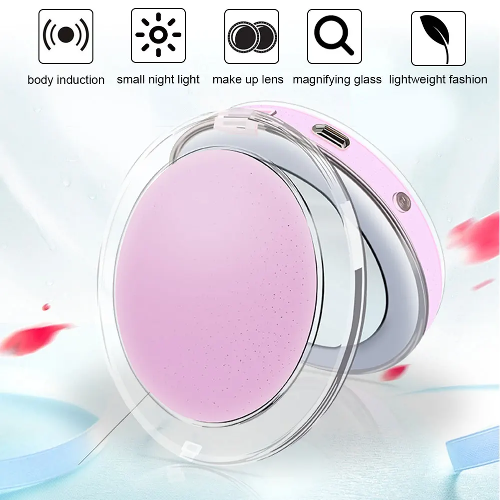 Lightweight Makeup Mirror Portable Travel Folding Bright Mini LED Lighting Cosmetic USB Power | Красота и здоровье