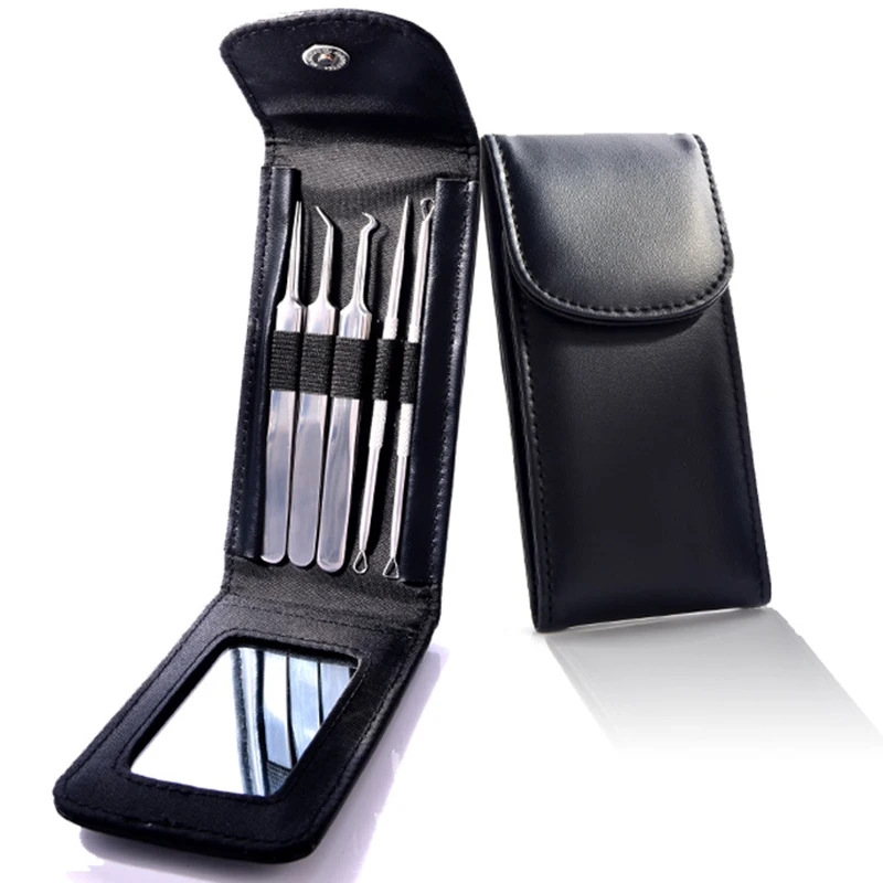 5 шт./компл. Пинцет для прыщей удаление комедонов набор игл удаления угрей черная