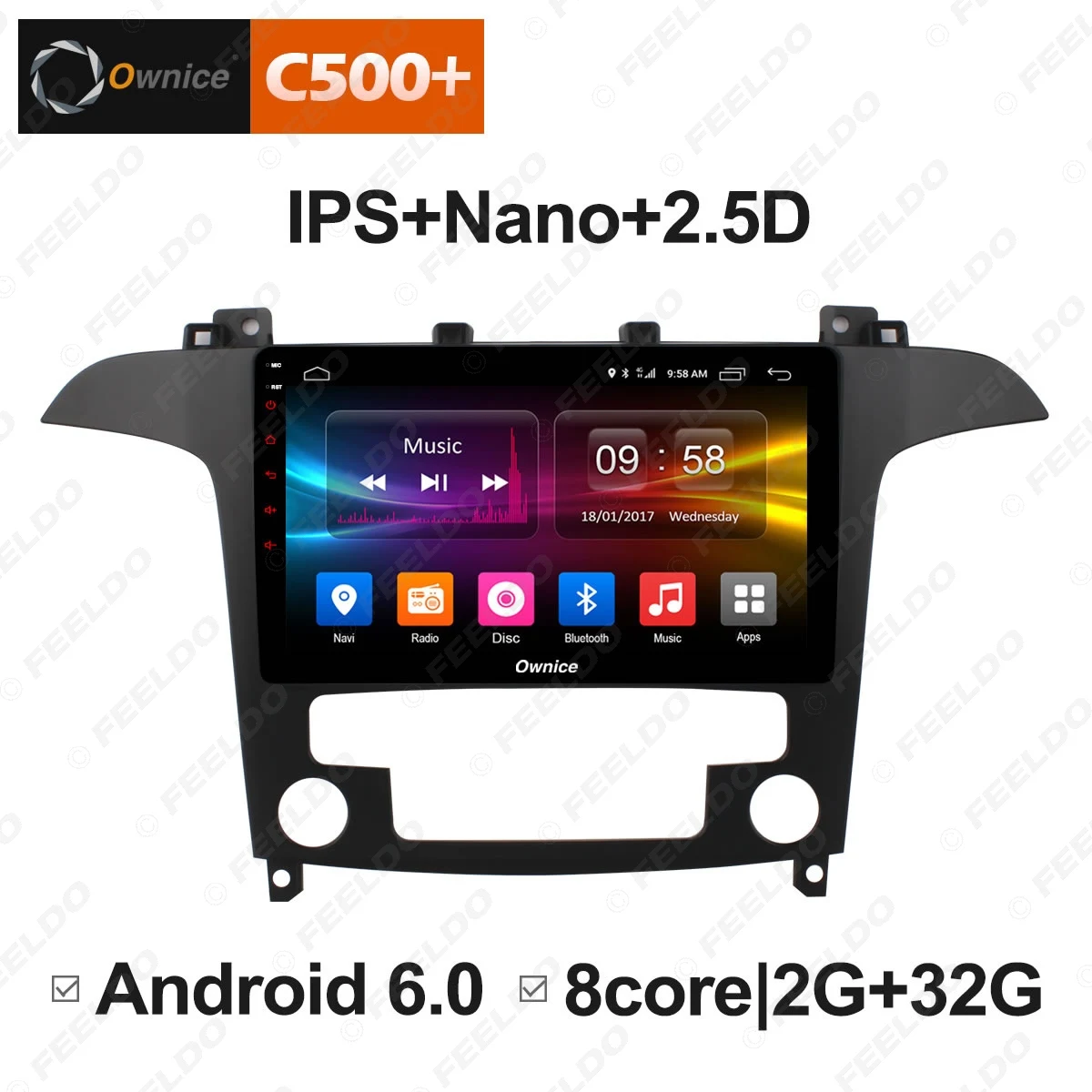 FEELDO 9 &quotAndroid 8 1 4 ядерный/DDR3 2G/16G/поддержка 4G ключ автомобильный медиаплеер с GPS/FM/AM