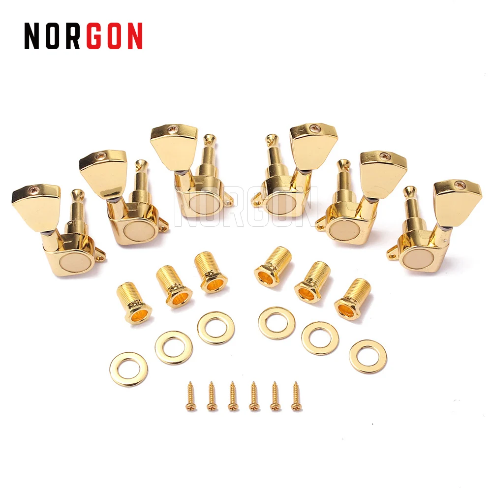 Norgon 6 шт. гитарные колышки для Настройки с машинной головкой черного золотого
