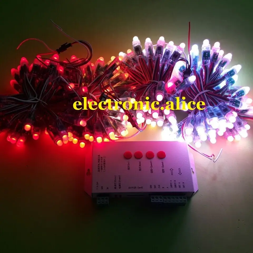 50pcs-250PCS WS2811 RGB Full Color Pixels 12mm Addressable LED String+T1000S Controlle |