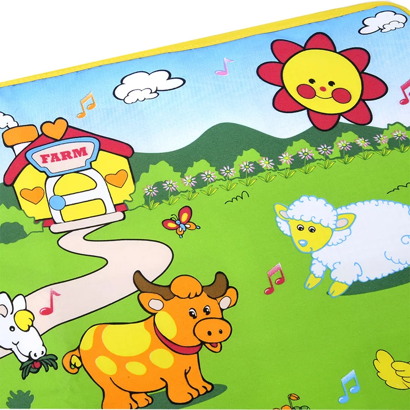 F Funny Farm Music Mat Game Carpet for Baby Crawling Power By 2x AA Battery Kids Rug Developing Children DropShipping | Дом и сад