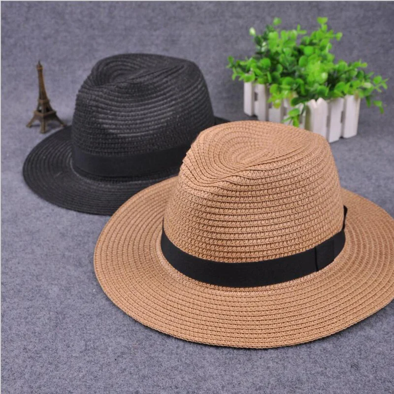 Женская летняя пляжная шляпа с козырьком Панама соломенная козырек кепка