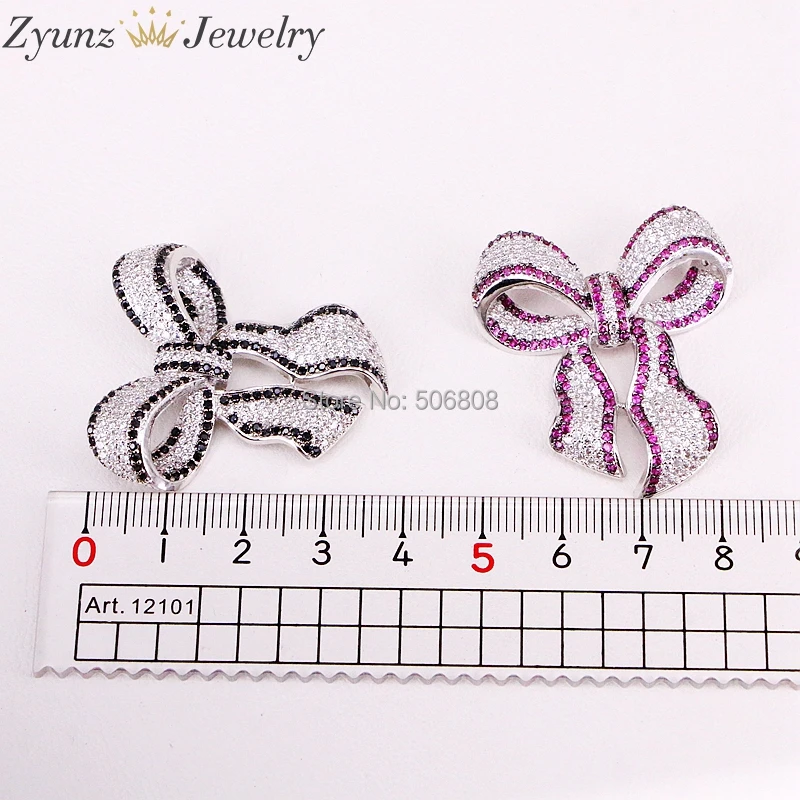 4 шт. ZYZ324 9584 большой CZ Micro Pave BowTie Tassel разъем ленточный соединитель подвесные звенья