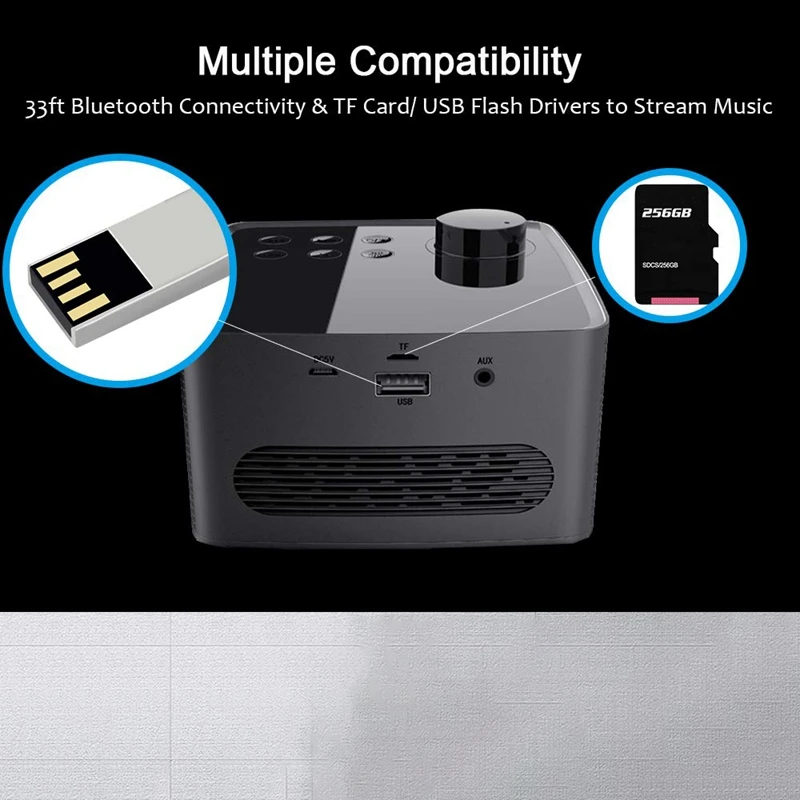 Часы Будильник Радио Беспроводной Bluetooth Динамик с Fm радио и подставка для сотовых