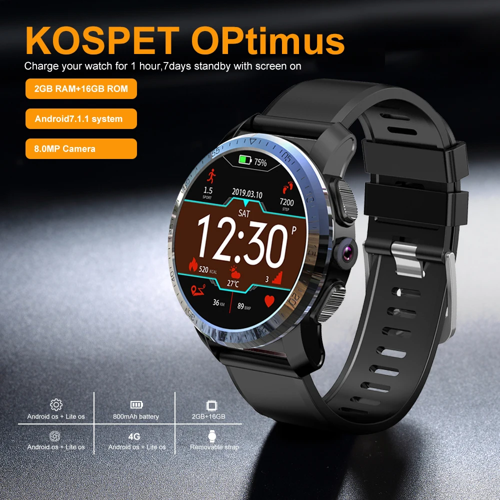 Смарт часы Kospet Optimus Pro 3 ГБ 32 двойная система Wi Fi gps Android 7.1.1 800 мАч батарея спортивные