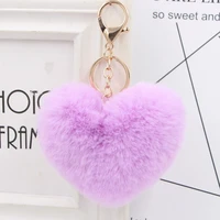 2018 jingyang red love form lovely buckle heart lint pendant gift hanging drop key ring keychain pompom hot sale valentines day