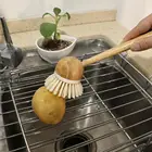 Натуральная из дерева, с длинной ручкой кастрюля, щетка для посуды, миска для мытья, щетки для мытья, бытовые кухонные инструменты для чистки щетка, аксессуары