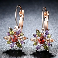 4 color flower zirconia crystal stud earrings for women vintage love wedding earring statement jewelry bijoux a357