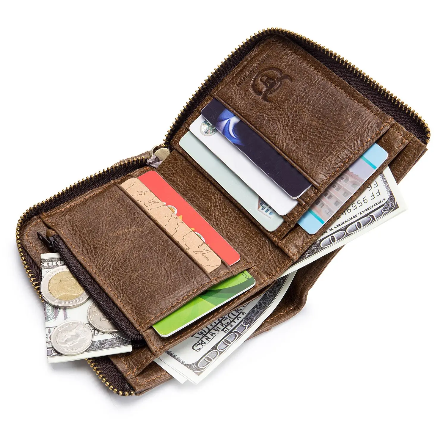 Мужской кошелек из бычьей коровьей кожи модный многофункциональный с карманом