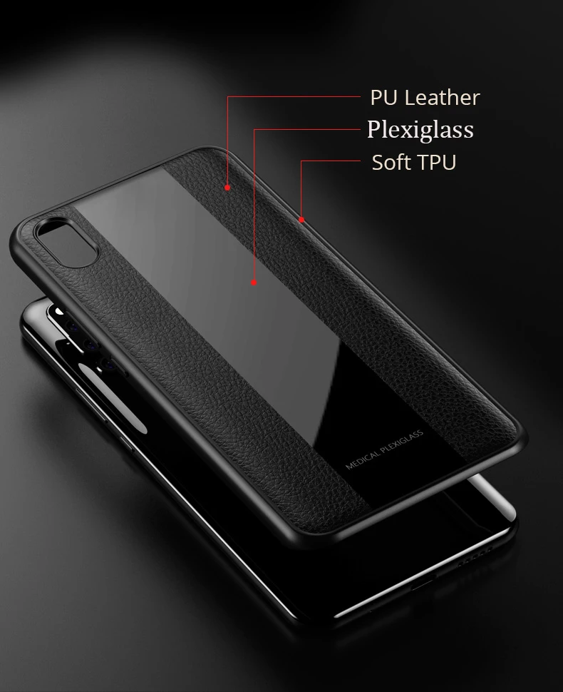 

OPPO R 15 R15 Pro Case Leather Glass Business Phone Bag Cover for OPPO R17 Pro R11 R9 Shockproof Plexiglass Case OPPO A5 A59