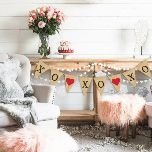 Новый баннер из мешковины деревенский Счастливый День святого Валентина