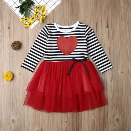 2019 Valentine Day Toddler Dress Kids Baby Girl Love Party Pageant Children Tulle Tutu Clothes | Детская одежда и обувь