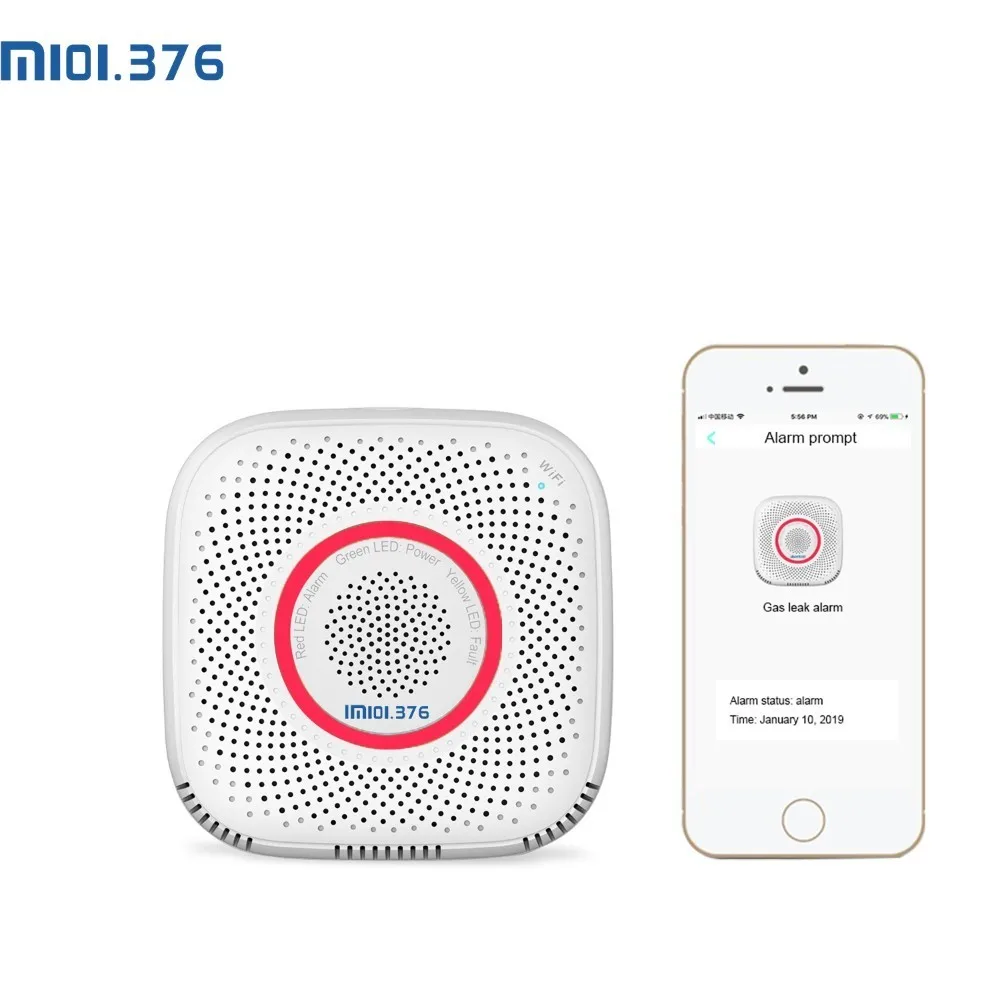 LM101.376 Wi Fi газ lpg Сигнализация утечки домашней безопасности Высокочувствительный
