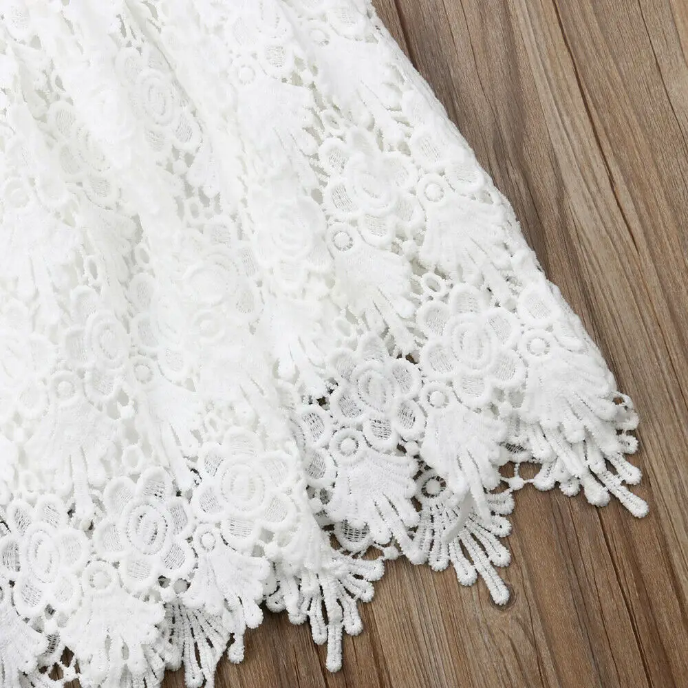 2019 New Toddler Kid Baby Girl Summer Dress Lace Flower Princess Party Pageant Dresses Strapless White Wedding 2-7T | Детская одежда и