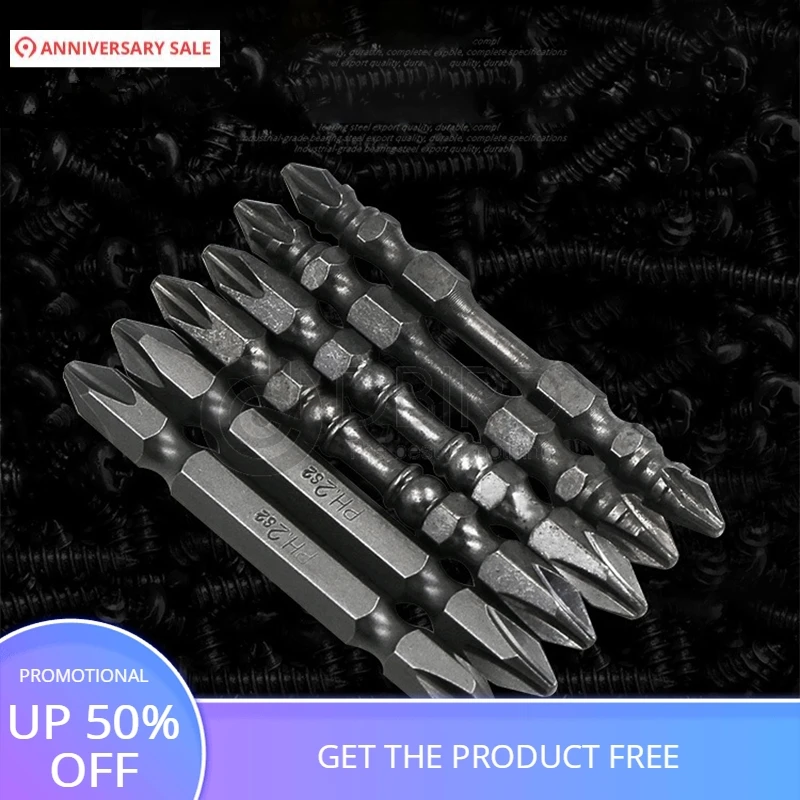 New S2 Alloy Steel 65MM 12G#14G Batch Double Head Cross Strong Magnetic Double-Knuckle Electric Screwdriver Bit Magnetizing DT2 |