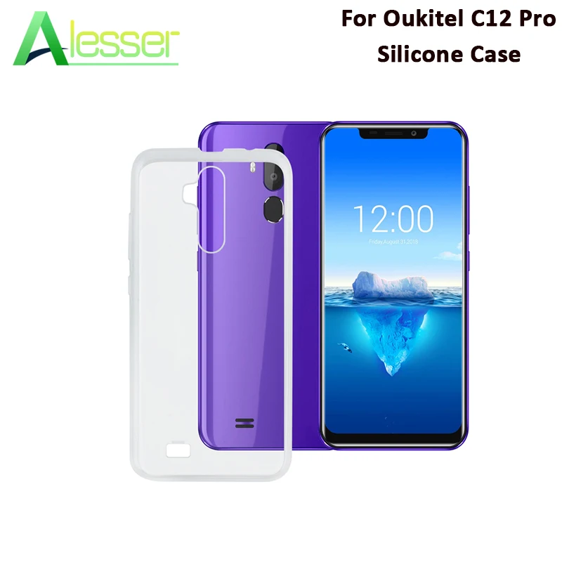 Alesser For Oukitel C12 Pro Silicone Case Soft TPU Back Cover Clear Protective Transparent 6.18'' |