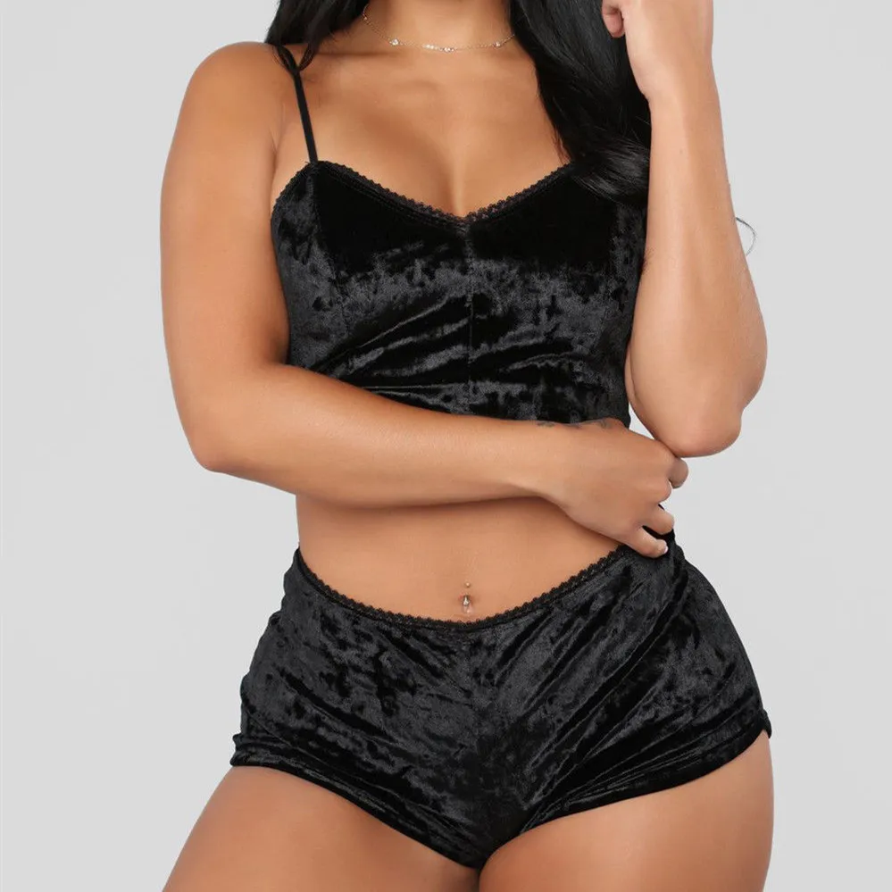 Сексуальный Однотонный женский комплект из 2 предметов укороченный топ на