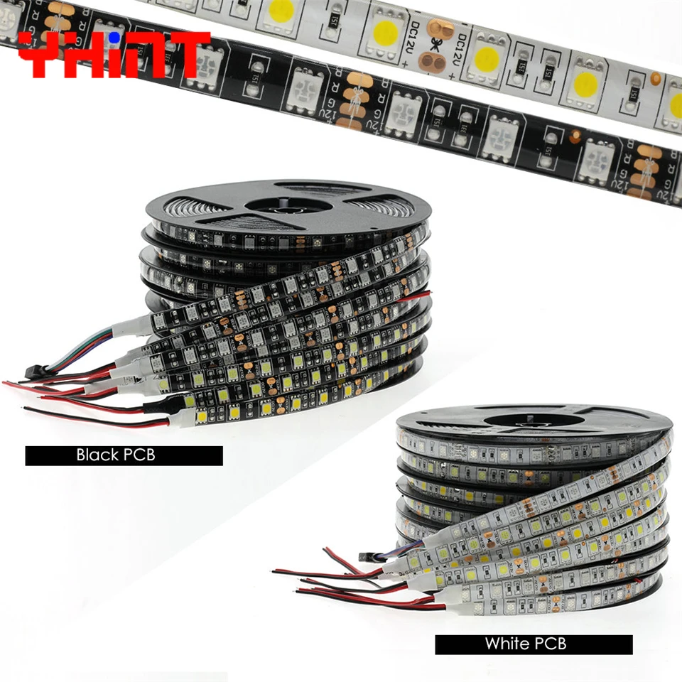 Черная Светодиодная лента 12 В 5 м 300 светодиодов IP65/IP20 SMD5050 водонепроницаемая 60