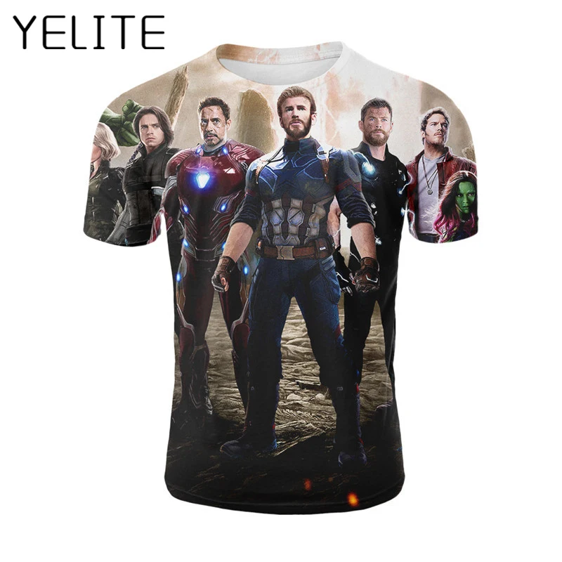YELITE 2019 новый фильм Marvel футболка Мстители 4 эндигра Летняя мужская супергерой