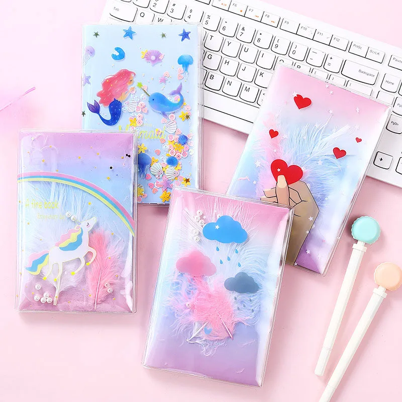 1PC B6 Cute Unicorn Notebook Creative Quicksand Sketchbook Kawaii Mermaid Bullet Journal Diary For Kids Gift Stationery | Канцтовары для