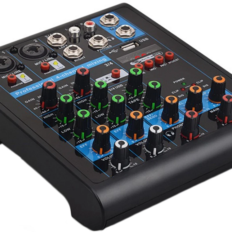 Профессиональный 4 канальный небольшой Bluetooth Миксер с реверберацией европейской