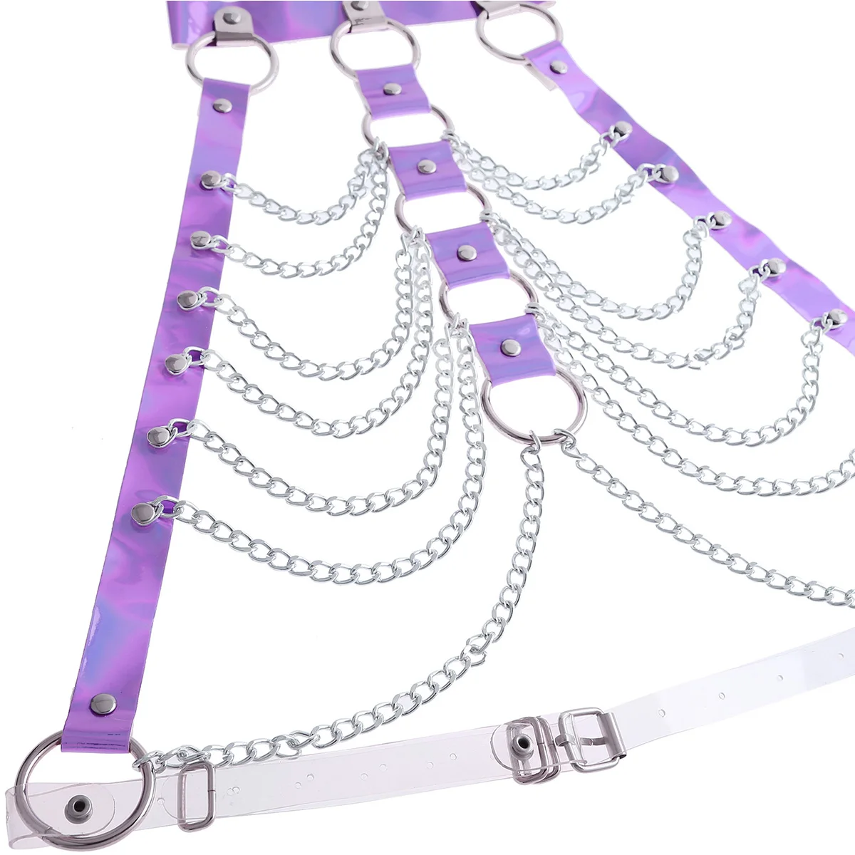 Womens Halter Caged Bra Harness Party Roleplay Chain Bondage Belt Festival Rave Costume Sexy Night Clubwear Pastel Top | Тематическая
