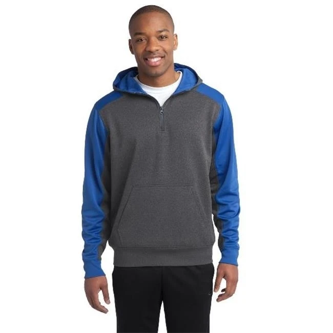 Спорт ТЭК ST249 Mens Tech Fleece с цветными блоками 1 4 Zip толстовка капюшоном графит Хизер и