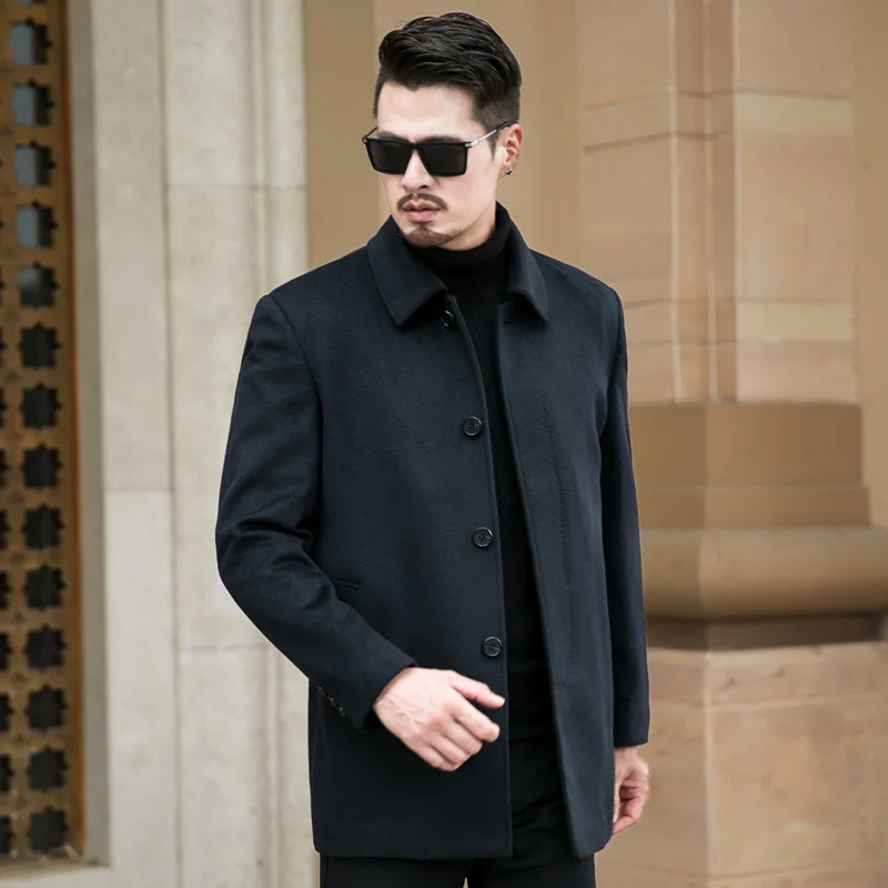 8XL 7XL плюс мужские кашемировые пальто мужчин 100% Шерсть Тренч мужской отложной